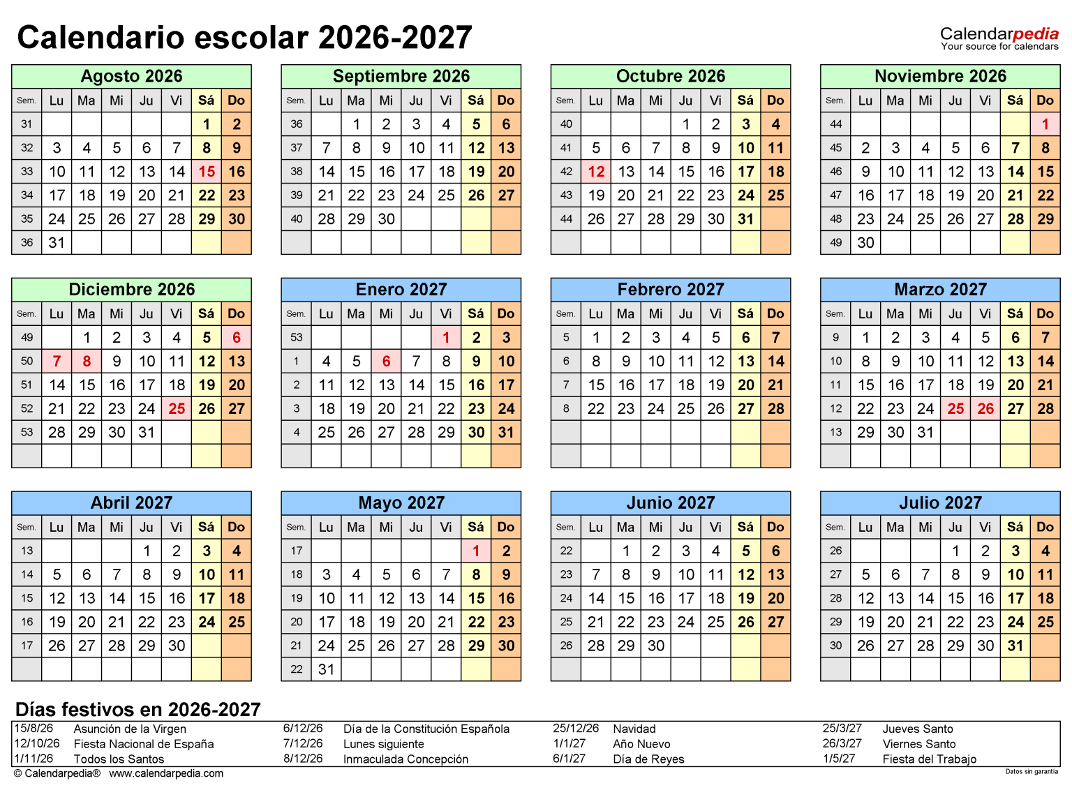 calendario escolar 2026 2027